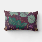 Purple Graceful Modern Leaf Print ランバークッション (裏面)