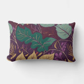 Purple Graceful Modern Leaf Print ランバークッション (正面)
