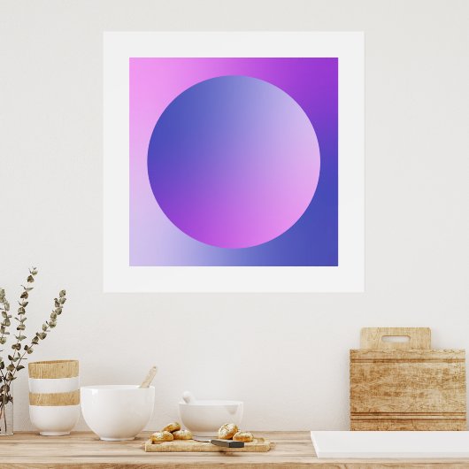 Purple Gradient Circle Vignette Abstract Design ポスター (キッチン)