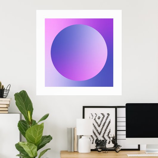 Purple Gradient Circle Vignette Abstract Design ポスター (ホームオフィス)