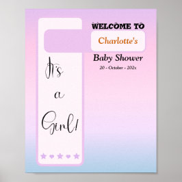 Purple Gradient Cute Eyeball Baby Shower Welcome ポスター