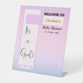 Purple Gradient Cute Eyeball Baby Shower Welcome 台座サイン (正面)