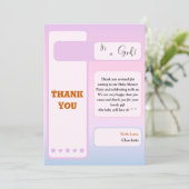 Purple Gradient Cute Eyeball Text Baby Shower サンキューカード (スタンド正面)