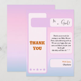 Purple Gradient Cute Eyeball Text Baby Shower サンキューカード