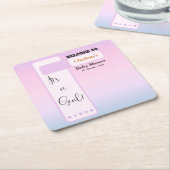 Purple Gradient Cute Eyeball Text Baby Shower スクエアペーパーコースター (アングル)