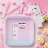 Purple Gradient Cute Eyeball Text Baby Shower ペーパープレート (パーティー)