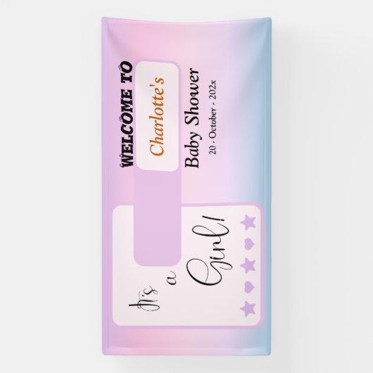 Purple Gradient Cute Eyeball Text Baby Shower 横断幕 (縦)