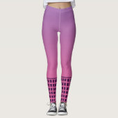 Purple Gradient Retro Grid Leggings レギンス (正面)