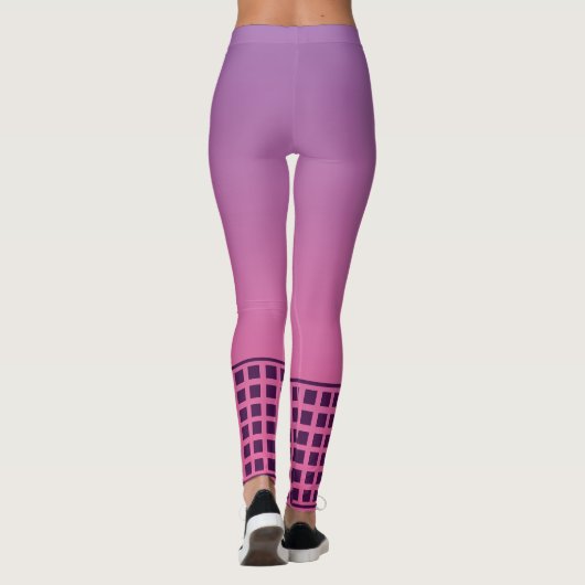 Purple Gradient Retro Grid Leggings レギンス (裏面)