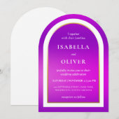 Purple gradient white text wedding 招待状 (正面/裏面)
