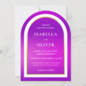 Purple gradient white text wedding 招待状 (正面)