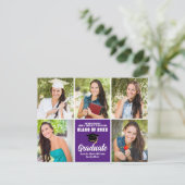 Purple Graduate Photo Collage卒業モダン ポストカード (スタンド正面)