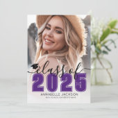 Purple Graduate Photo Graduation 招待状 (スタンド正面)