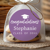 Purple Graduation Cap祝辞スクリプモダント ラウンドシール
