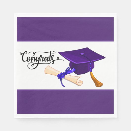 Purple Graduation Cap And Diploma  スタンダードランチョンナプキン (正面)