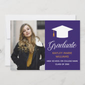 Purple Graduation Photo モダン 2025卒業生 案内状 (正面)