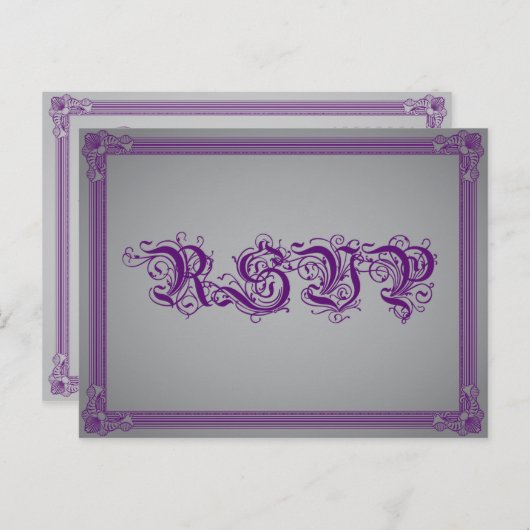 Purple & GrayポスターRSVP、ドリンク付き インビテーションポストカード (正面/裏面)