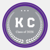 Purple & Gray  Class of 2026 Graduation Envelope ラウンドシール (正面)