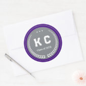 Purple & Gray  Class of 2026 Graduation Envelope ラウンドシール (封筒)