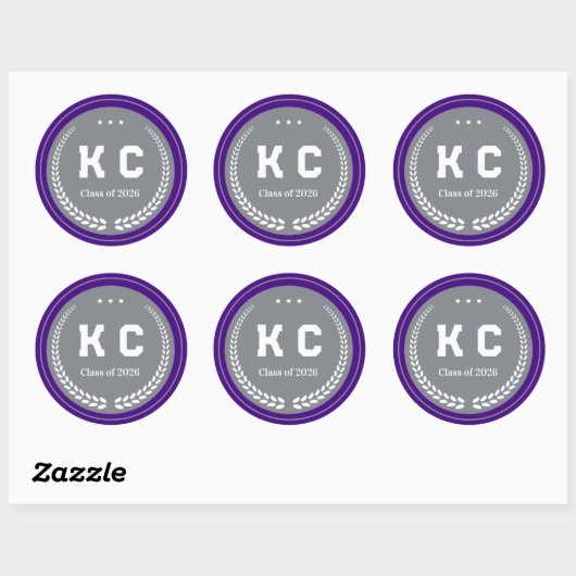 Purple & Gray  Class of 2026 Graduation Envelope ラウンドシール (シート)