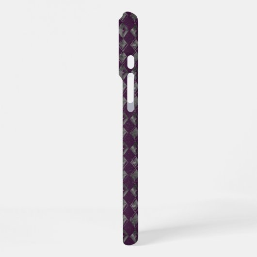 Purple Gray Doodle Diamond Pattern Custom Monogram iPhoneケース (左側面)