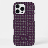 Purple Gray Doodle Diamond Pattern Custom Monogram iPhoneケース (裏面)