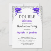 Purple Gray double Celebration Graduation Party 招待状 (正面)