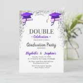 Purple Gray double Celebration Graduation Party  招待状 (スタンド正面)