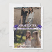 Purple Gray double Graduation Party 2 photo 招待状 (裏面)