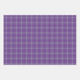 Purple Gray Plaid Tartan ラッピングペーパーシート