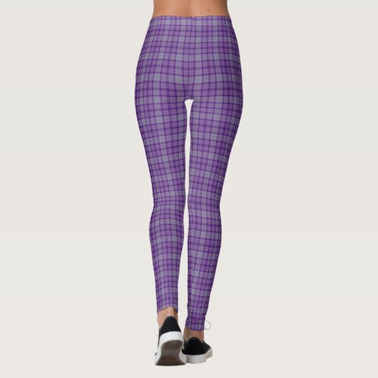 Purple Gray Plaid Tartan Leggings レギンス (裏面)