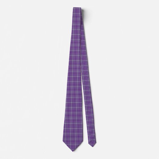 Purple Gray Plaid Tartan Neck Tie ネクタイ (正面)