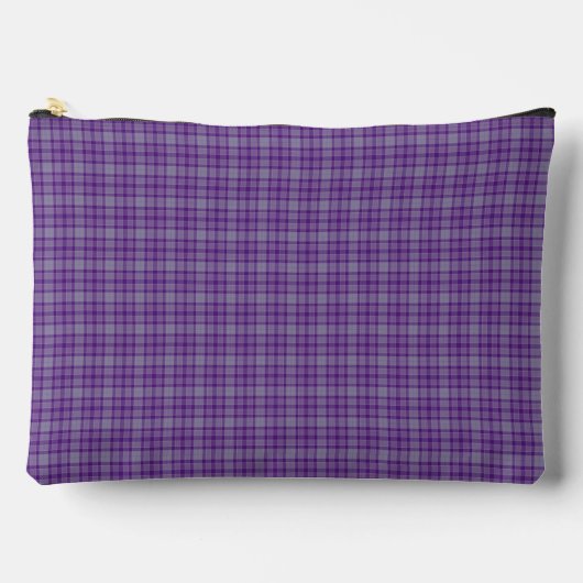Purple Gray Plaid Tartan Pattern アクセサリーポーチ (正面)