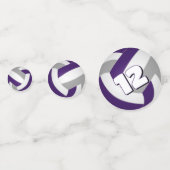 purple gray team colors kids volleyball party コンフェッティ (正面)