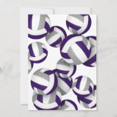 purple gray team colors volleyball birthday party 招待状 (裏面)