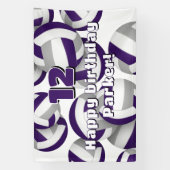 purple gray volleyballs kids birthday party 横断幕 (縦)