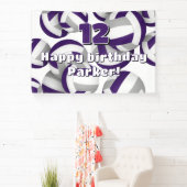 purple gray volleyballs kids birthday party 横断幕 (インサイチュ)