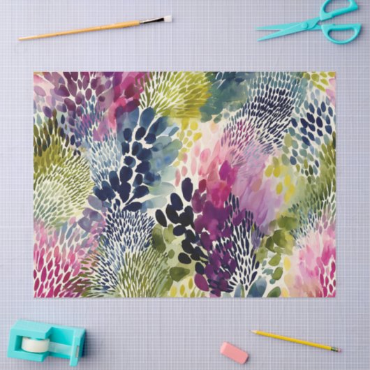 Purple, green abstract watercolor 薄葉紙 (クラフト)