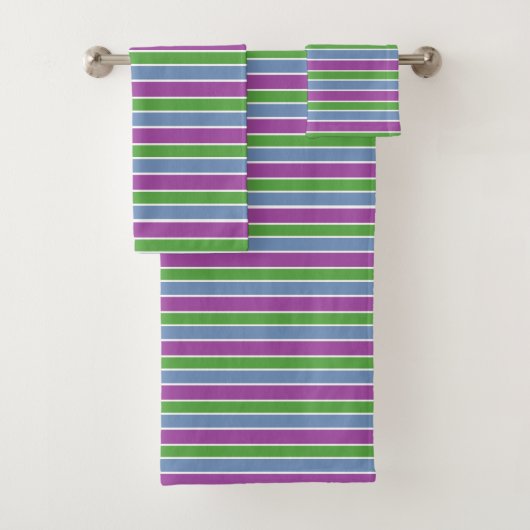 Purple Green Blue Striped バスタオルセット (インサイチュ)