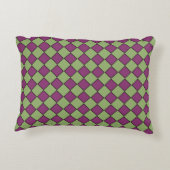 Purple Green Checker Diamond Pattern アクセントクッション (裏面)