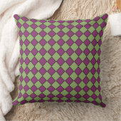 Purple Green Checker Diamond Pattern クッション (ブランケット)