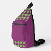 Purple Green Checker Diamond Pattern スリングバッグ (右コーナー)