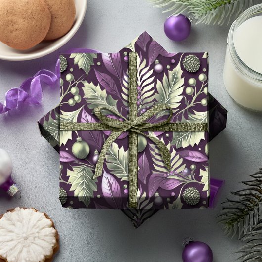 Purple Green Christmas Pattern#22 ID1009 ラッピングペーパー