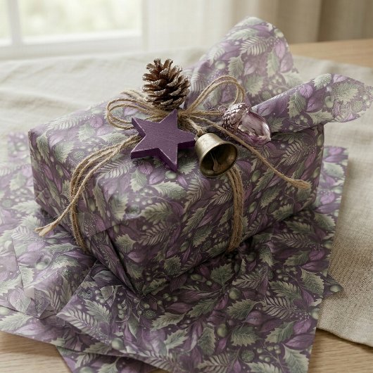 Purple Green Christmas Pattern#22 ID1009 薄葉紙