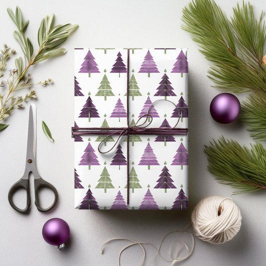 Purple Green Christmas Pattern#24 ID1009 ラッピングペーパー