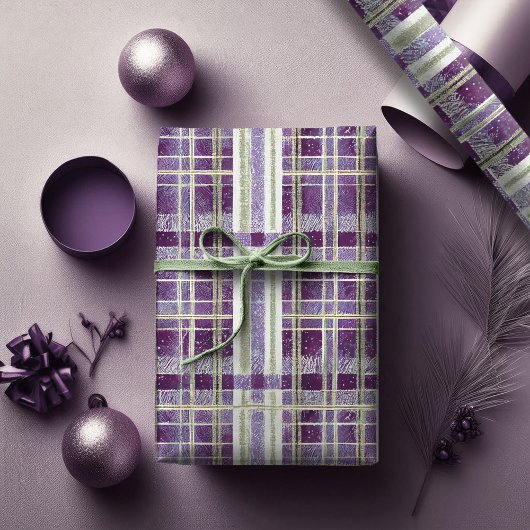 Purple Green Christmas Pattern#2 ID1009 ラッピングペーパー