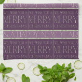 Purple Green Christmas Pattern#35b ID1009 キッチンタオル (折り畳み)
