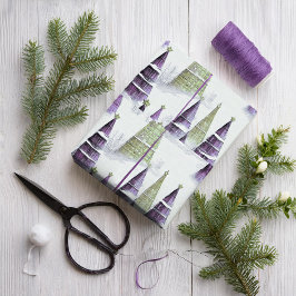 Purple Green Christmas Pattern#8 ID1009 ラッピングペーパー