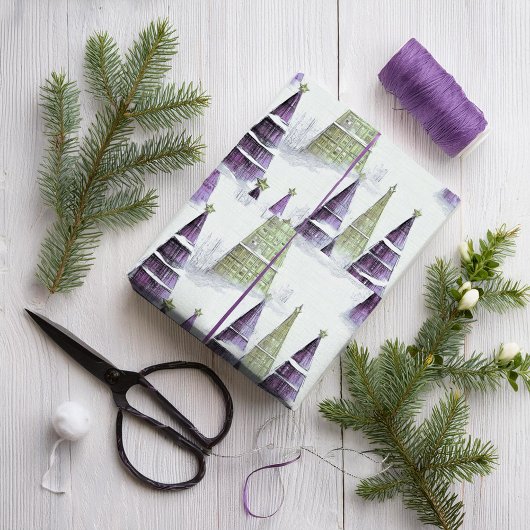 Purple Green Christmas Pattern#8 ID1009 ラッピングペーパー