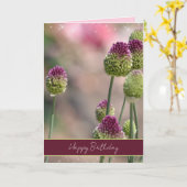 Purple Green Clover Flowers Sparkle Birthday  カード (黄色い花)